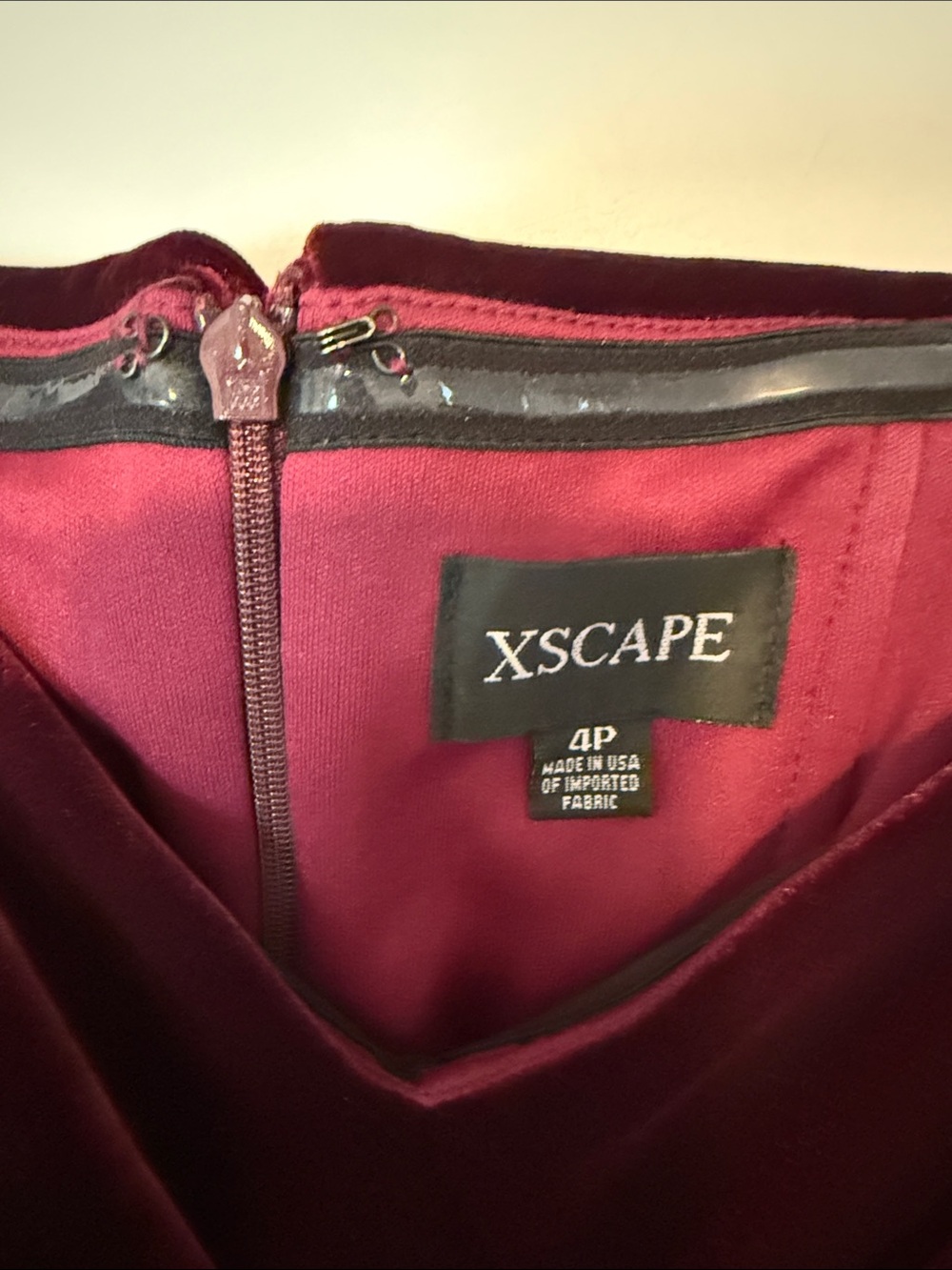 Xscape Velvet Evening Dress in Wine - Picture 2 of 6
